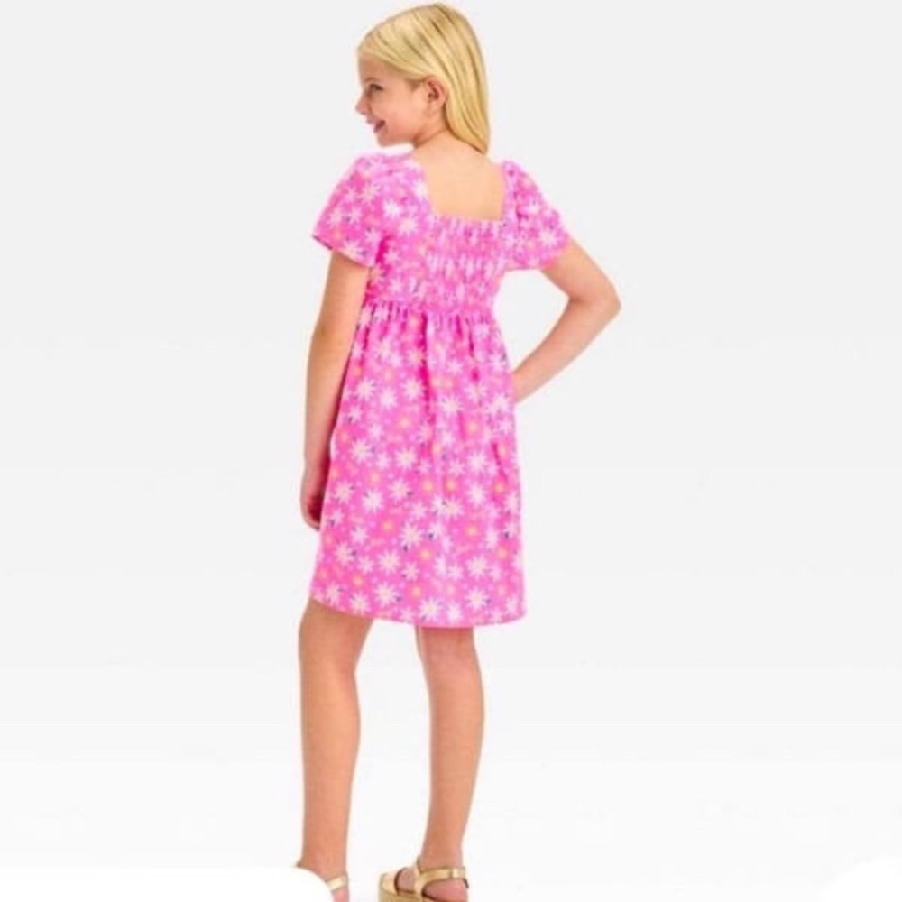 Barbie 100% Cotton Pink/White Daisy Dress for Girls Size M (8) Summer!